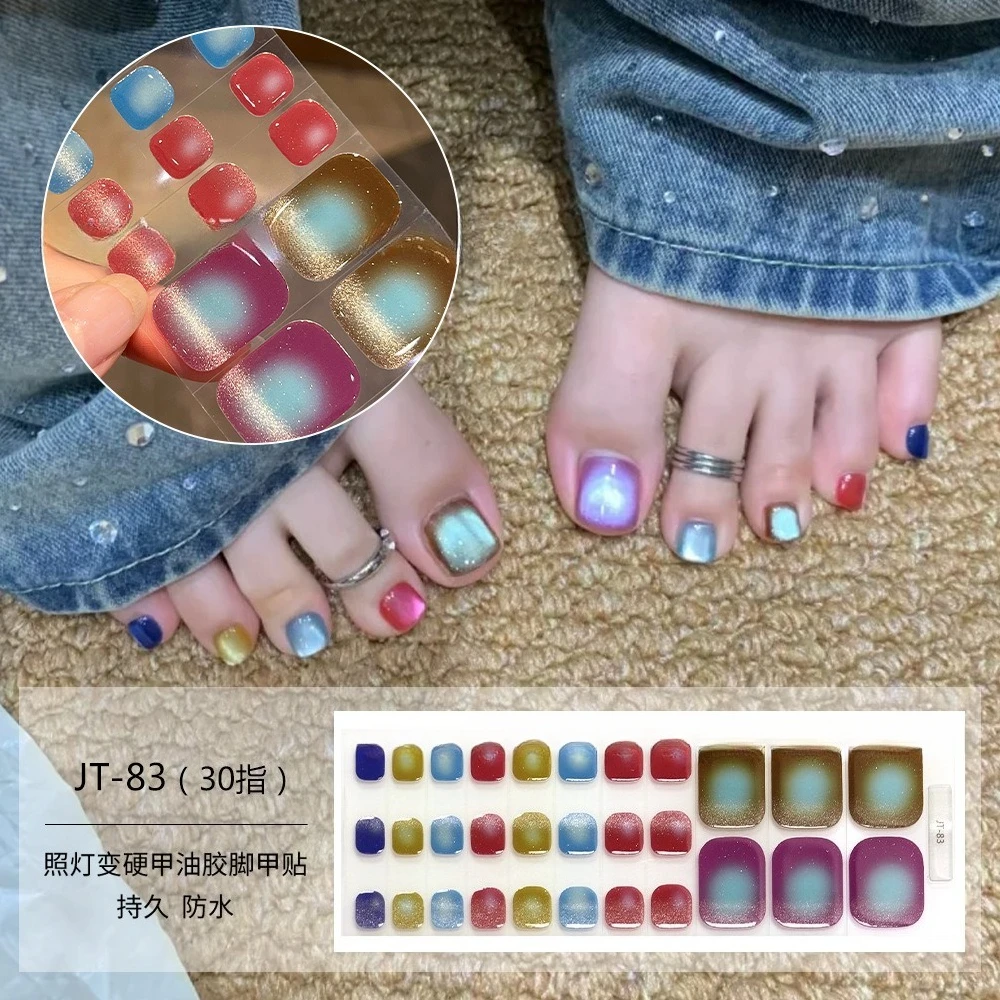 

30Tips UV Semi-cured Gel Summer Foot Sticker Nail Art Sticker Toe Nail Sticker Flash Waterproof Gel Nail Wraps