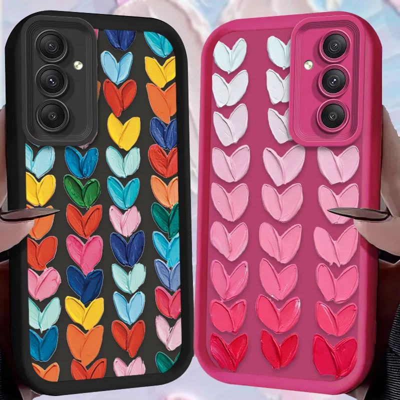 Color Oil Painting Love Heart Case for Samsung Galaxy A35 A55 A15 A25 A16 A06 A05 A05S A24 A13 A23 A12 A22 A32 A52 A71 A51 4G