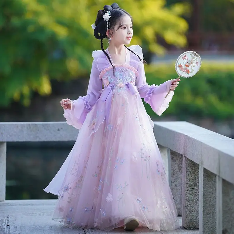 Hanfu Meisjes Kleding Mid- Festival Kinderen Fee Oude Meisje Jurk Chinese Stijl Tang Pak Lente En Herfst