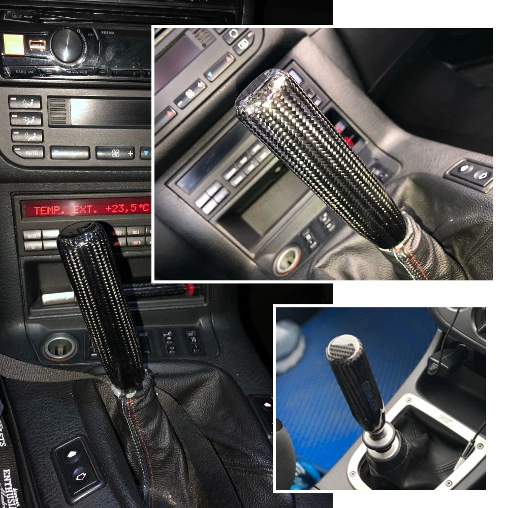 

For Universal 13cm Carbon Fiber Look Shift Knob 5 Speed 6 Speed Manual Gear Stick Handle Interior Styling Accessories Trim Cover