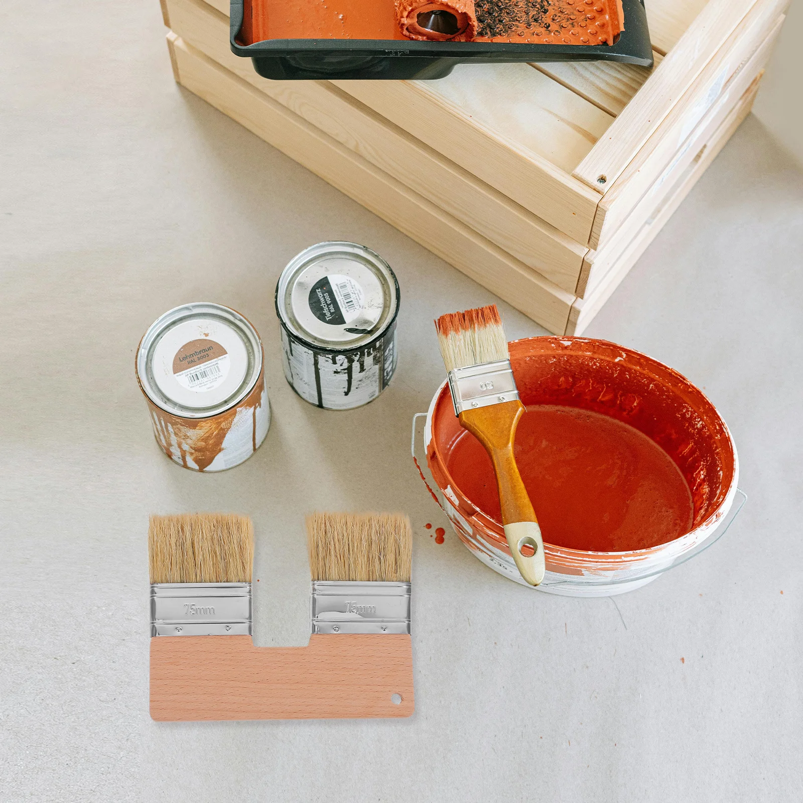 

Double Headed Natural Pig Bristle Art Flat Brush Double Color Oil Acrylic Painting Tools Artistic Paint Brushes Professional