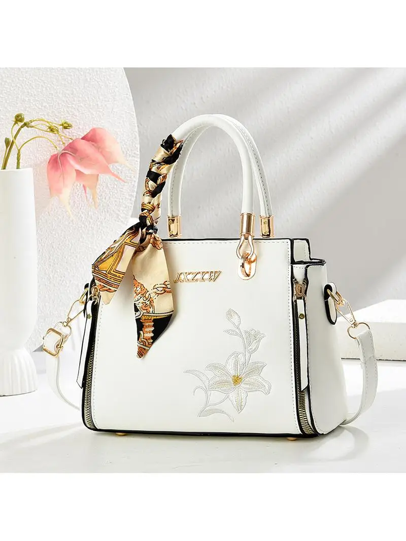 

Faionable Large Capaci Embroidered Ladies Bag Simple Trendy Crossbody Handbag for Middle-Aged Women Casual oulder Bag
