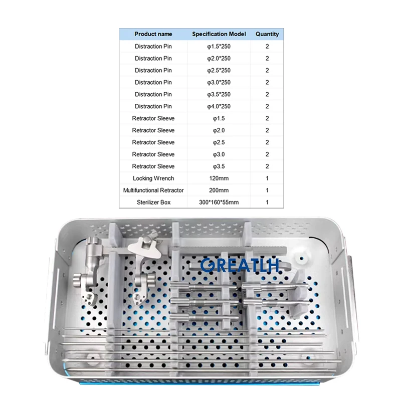 GREATLH Orthopedics Surgical Instrument Distractor Instrument Kirschner Wire Multi-function Retractor Instrument Kit Bone Tool