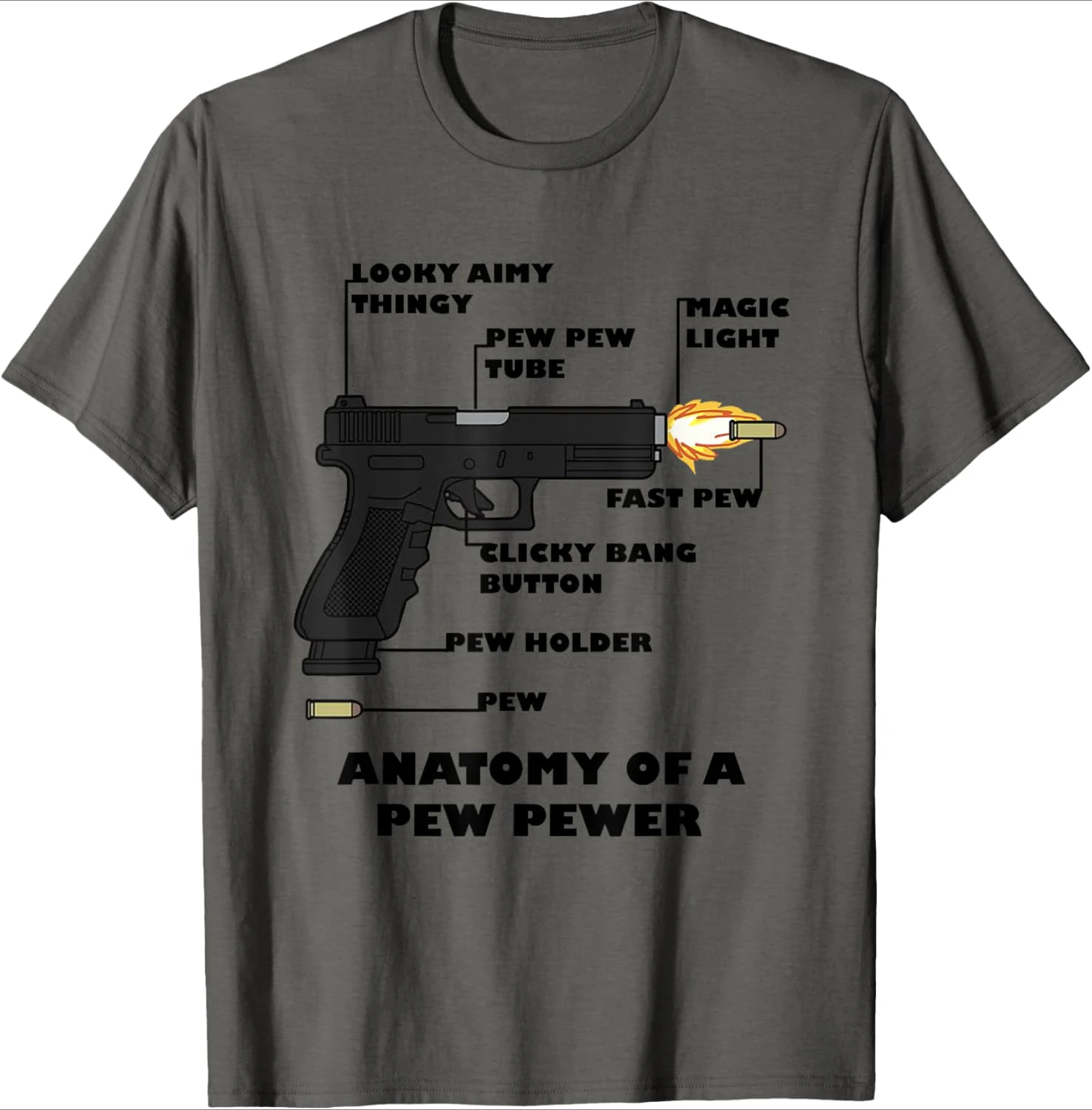 

Anatomy of a Pewer Pew Deconstruction Gun Lovers design-100% cotton summer casual O-neck short sleeve printed men's T-shirt.