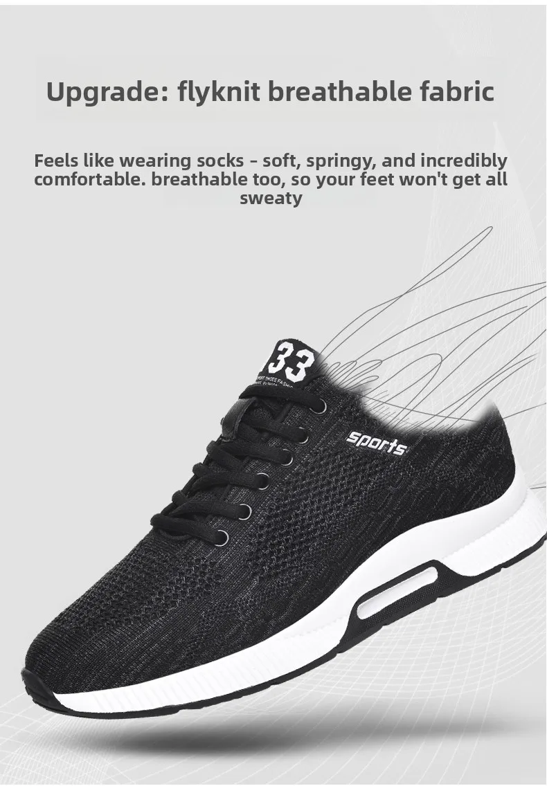 6-8CM Höhenverstellbare Herrenschuhe Atmungsaktive Mesh-Sportschuhe Unsichtbare Erhöhungsschuhe für Größere Körpergröße – Detail 6