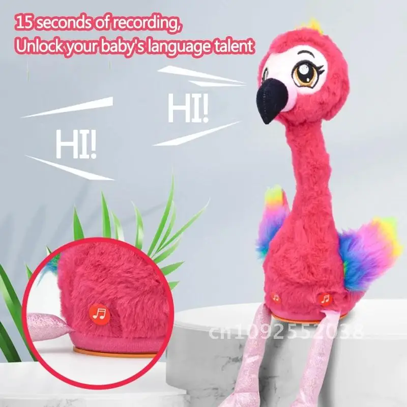 1-delige pluche flamingo interactieve speelgoedfiguren zingen en flamingo dieren dansen huisdieren levend interactief speelgoed gevuld roze