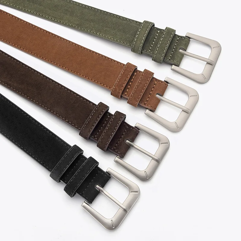 3.3CM X 107CM Ladies Velvet Belt Pin Buckle Women Retro Business Pants Factory Direct 2026 New Light Brown Four Seasons 2026