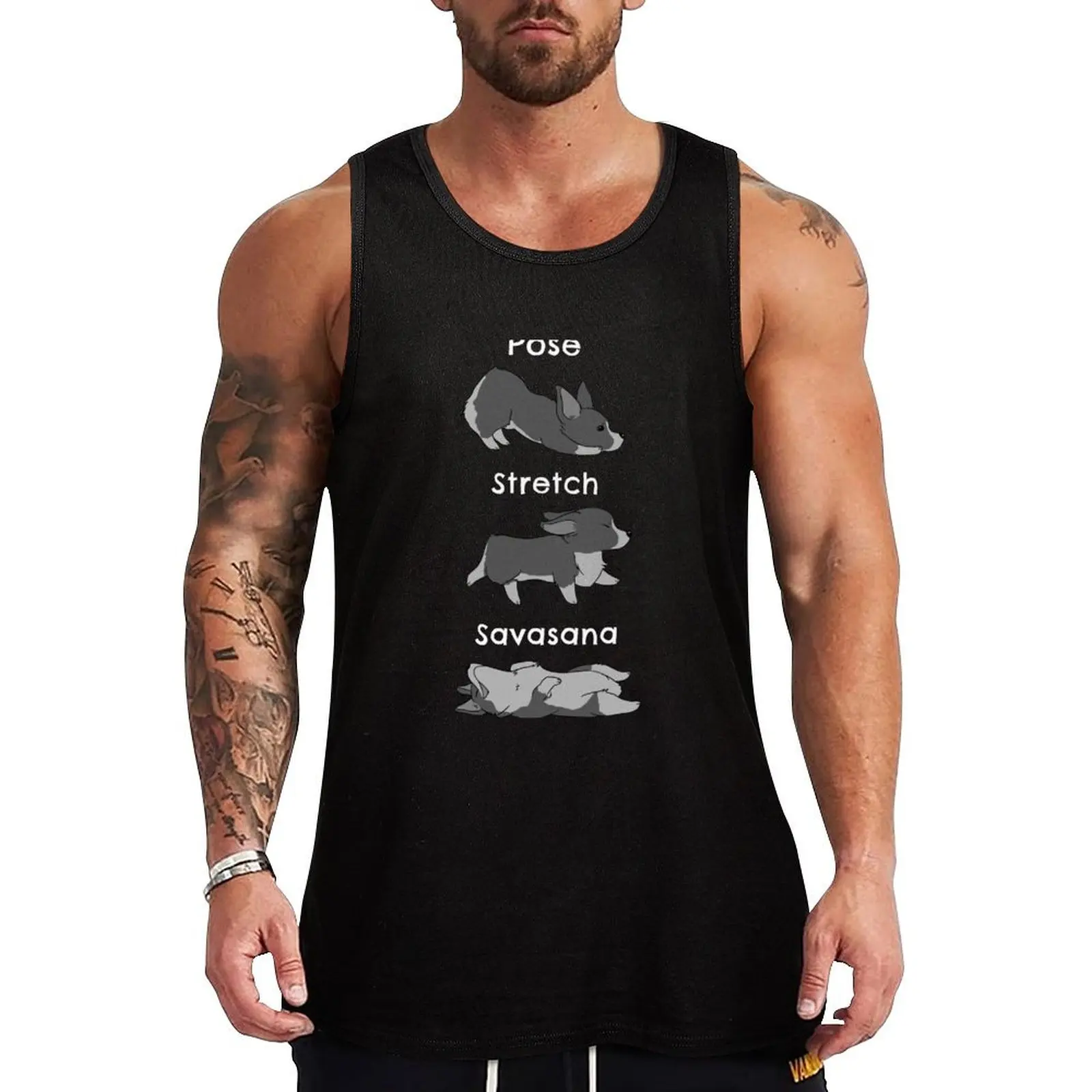 

Yoga Corgi Tank Top Men's tops Man clothes for gym