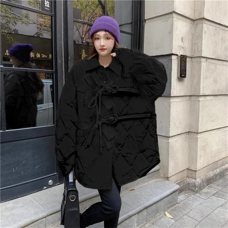 

Strap Lingge Cotton Dress Women's 2023 Autumn/Winter New Korean Version Loose and Thickened Cotton Coat Ins Tidal Commuter P279