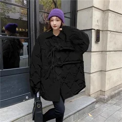 Strap Lingge Cotton Dress Women's 2023 Autumn/Winter New Korean Version Loose and Thickened Cotton Coat Ins Tidal Commuter P279