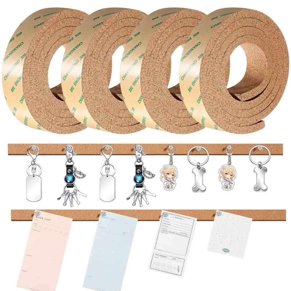 4Pcs Cork Strip Self-adhesive DIY Cork Strip Memo Board Bulletin Bar Strip Cork Board Strips For Office Classroom Home Decor