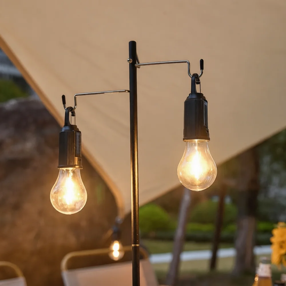 Outdoor Solar Camping Light Retro Tungsten Bulb Portable Atmosphere Lamp Hanging Lantern For Tent Hiking Accessory