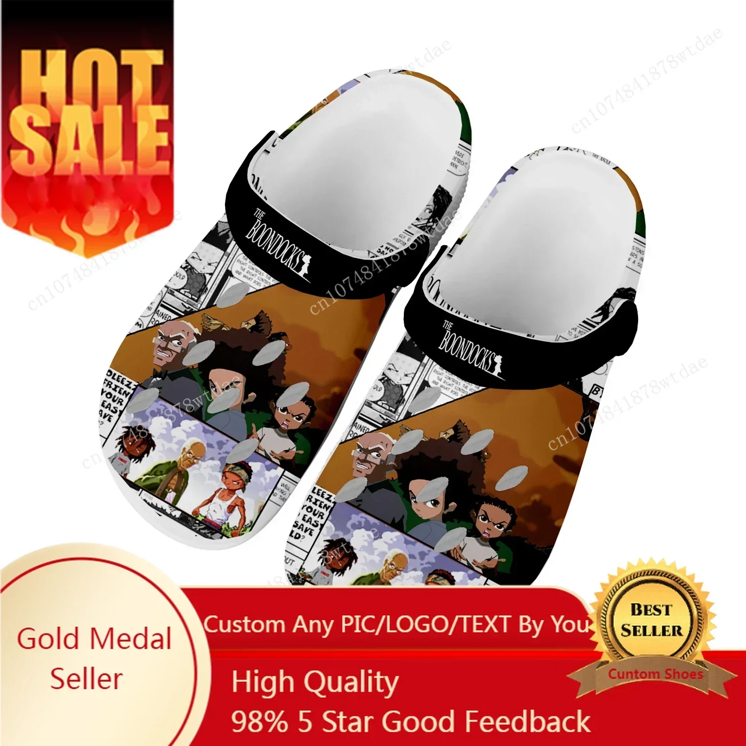 

Boondocks Huey Riley Freeman Home Clogs Men Women Youth Boy Girl Customize Water Shoe Cartoon Garden Beach Hole Slippers Sandals