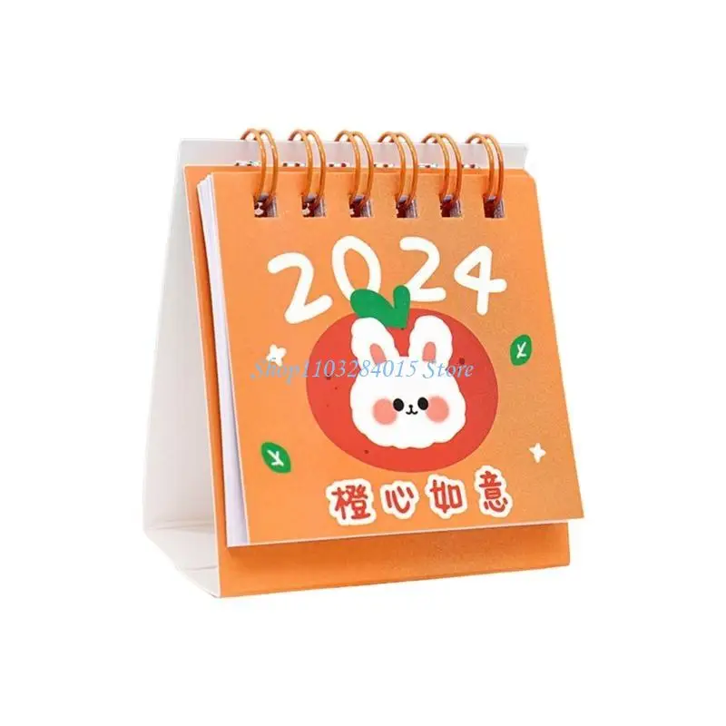 R6FF Desk Calendar Portable Standing Up Monthly Calendar Cartoon Desk Planner