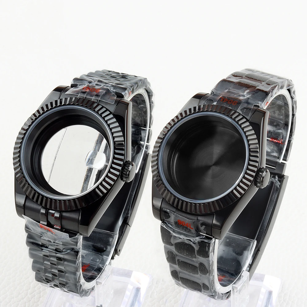 

Black 36mm/39mm Watch Case 20mm Oyster/Jubilee Stainless Steel Watch Bracelet for Datejust NH35 NH36 Movement 28.5mm Dial