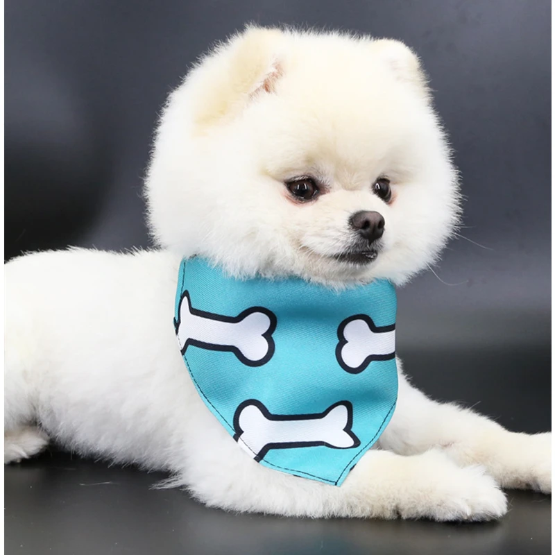 New Dog Cat Bandana Scarf Collar Adjustable Pet Neckerchief Cute Paw Pattern Scarf Waterproof Saliva Towel for Small Dog