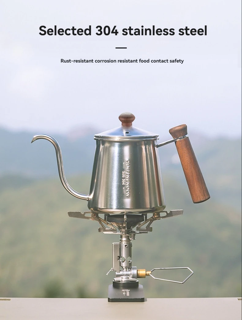 

Кофейник для ручного заваривания CAMPINGMOON с тонким носиком, черной термозащитной крышкой, внешней ручкой, для заправки кофе, модель SW-3