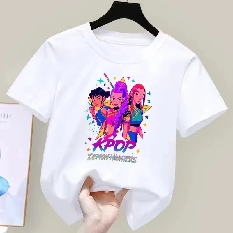 2026 الساخن KPop شيطان الصيادين الطفل تي شيرتات قصيرة الاكمام أنيمي شخصية طباعة تيز هدية عيد ميلاد بنين بنات الصيف بلايز عادية #2