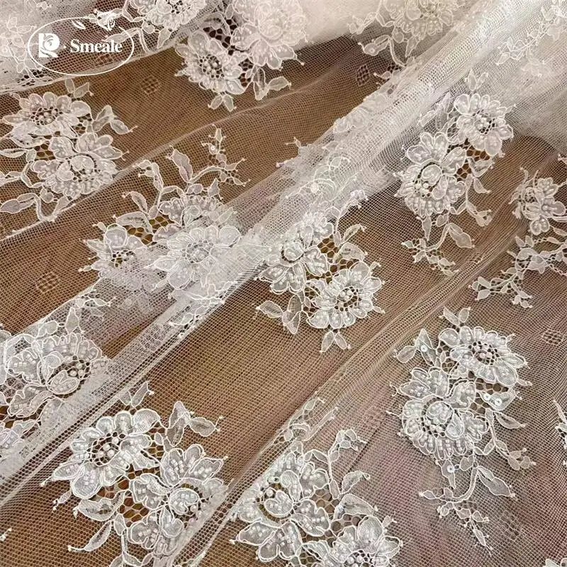 3M Perlen-Seil-Stickerei mit Glitzer-Pailletten-Spitze. Luxuriöses Abendkleid aus französischer Spitze. DIY 2026 Neuer Stoff zum Nähen. – Detail 6