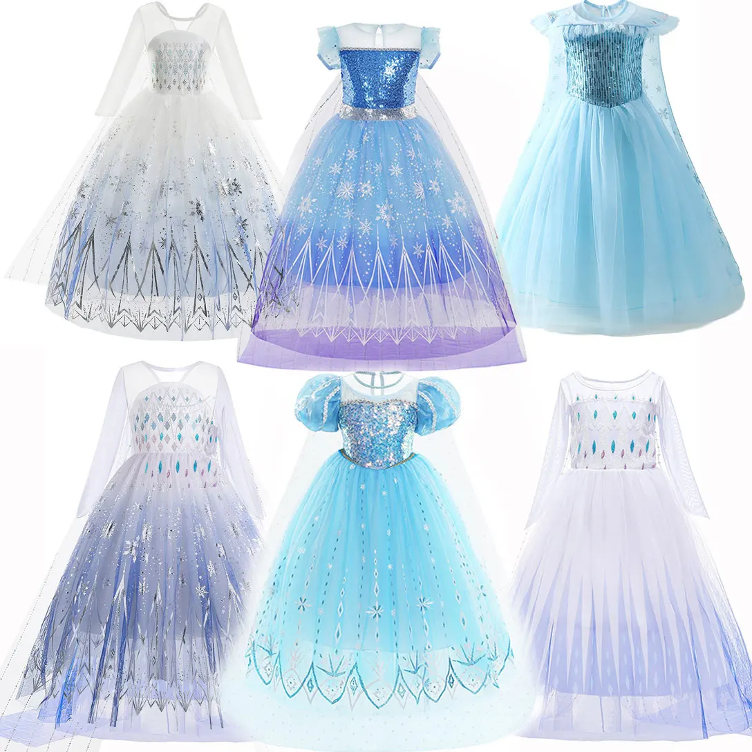 

Disney Frozen Girl Role Elsa Dress Snow Queen Children Princess Dress Girl Cosplay Christmas Carnival Birthday Costume 3-10 Yrs