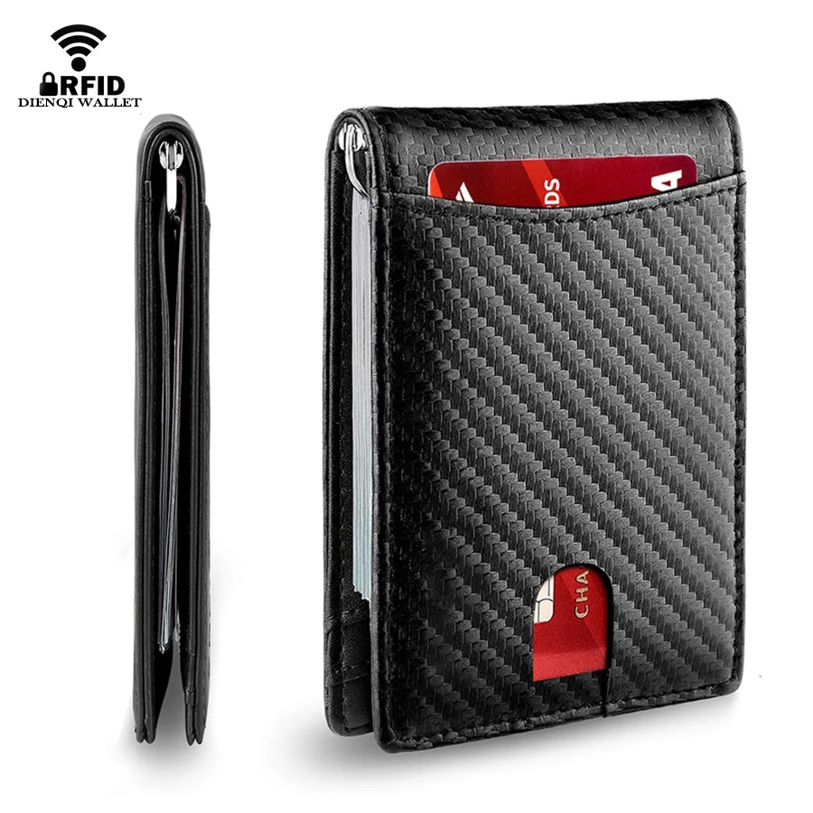 Rfid Carbon Fiber Men Wallets Man Card Holder Money Bag Slim Thin Mini Wallet Male Small Short Purse Black Walet Billfold Vallet