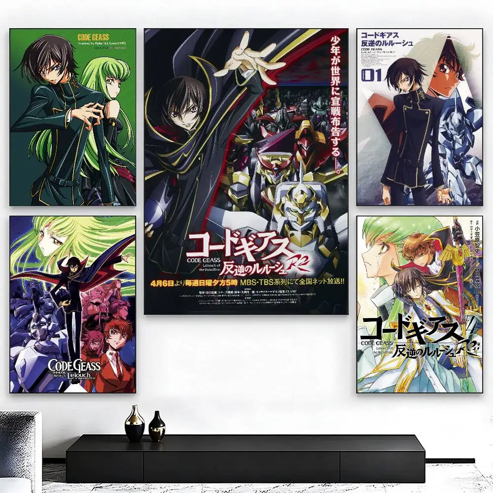 Anime C-Code G-Geass Movie Poster Self-adhesive Art Waterproof Paper Sticker Coffee House Bar Room Wall Decor