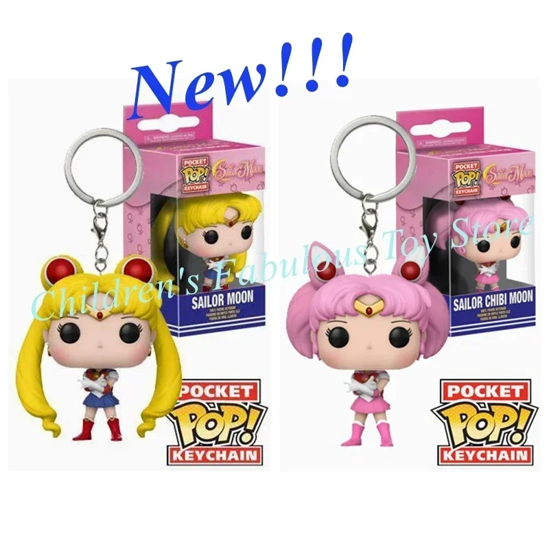 FUNKO Japanese Anime Sailor Moon Luna Chibi Moon Keychain Vinyl Action Figure Brinquedos Collection Model Toys for Children Gift