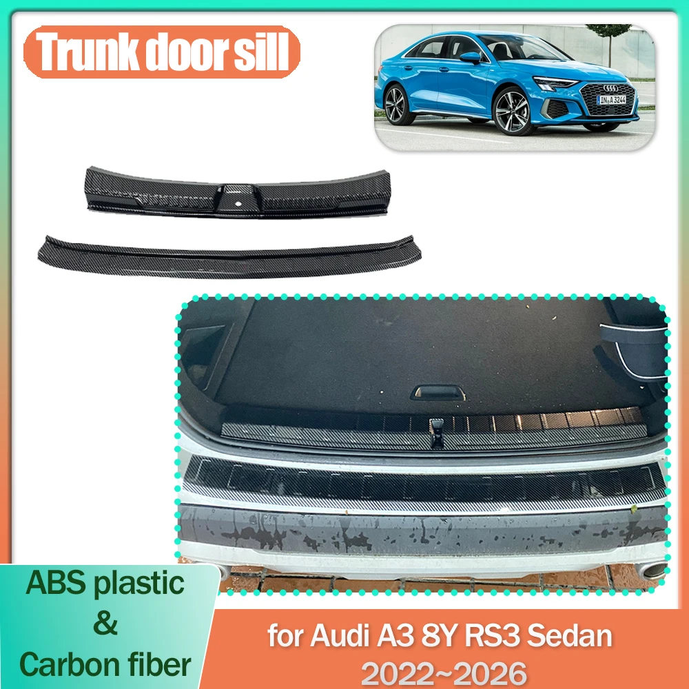 

Car Trunk Door Sill for Audi A3 8Y RS3 Sedan 2022~2026 2023 ABS Anti-scratch Threshold Guard Plate Trim Strips Part Accessories