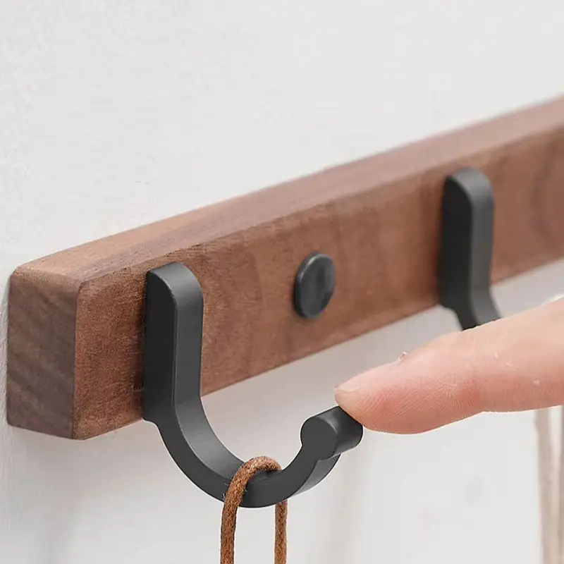 

Wooden Bathroom Hook Wall-mounted Black/WhiteToilet Towel Hook Hang Clothes Tree Toilet Door Hook Bathroom Hardware