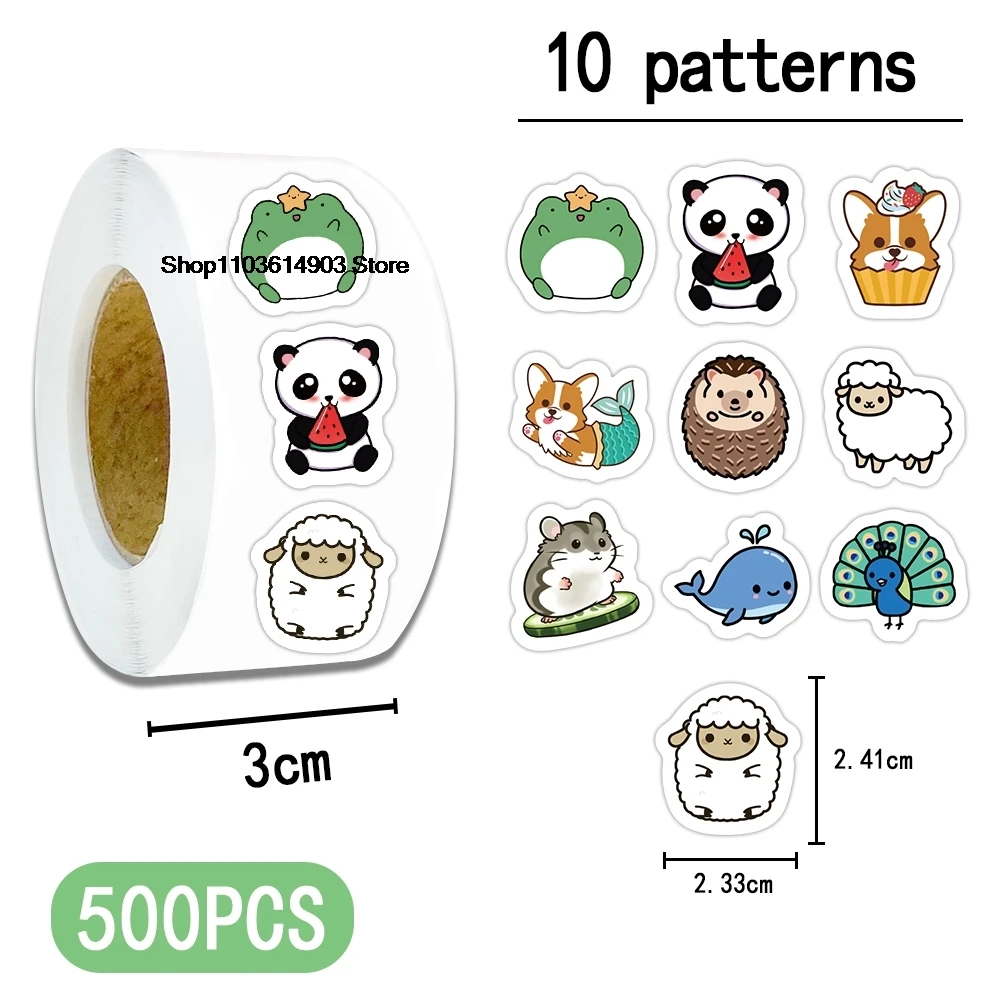 500pcs/roll Cartoon Cute Small animal stickers for kids classic toys sticker Labels School Teacher Supplies Reward Sticker