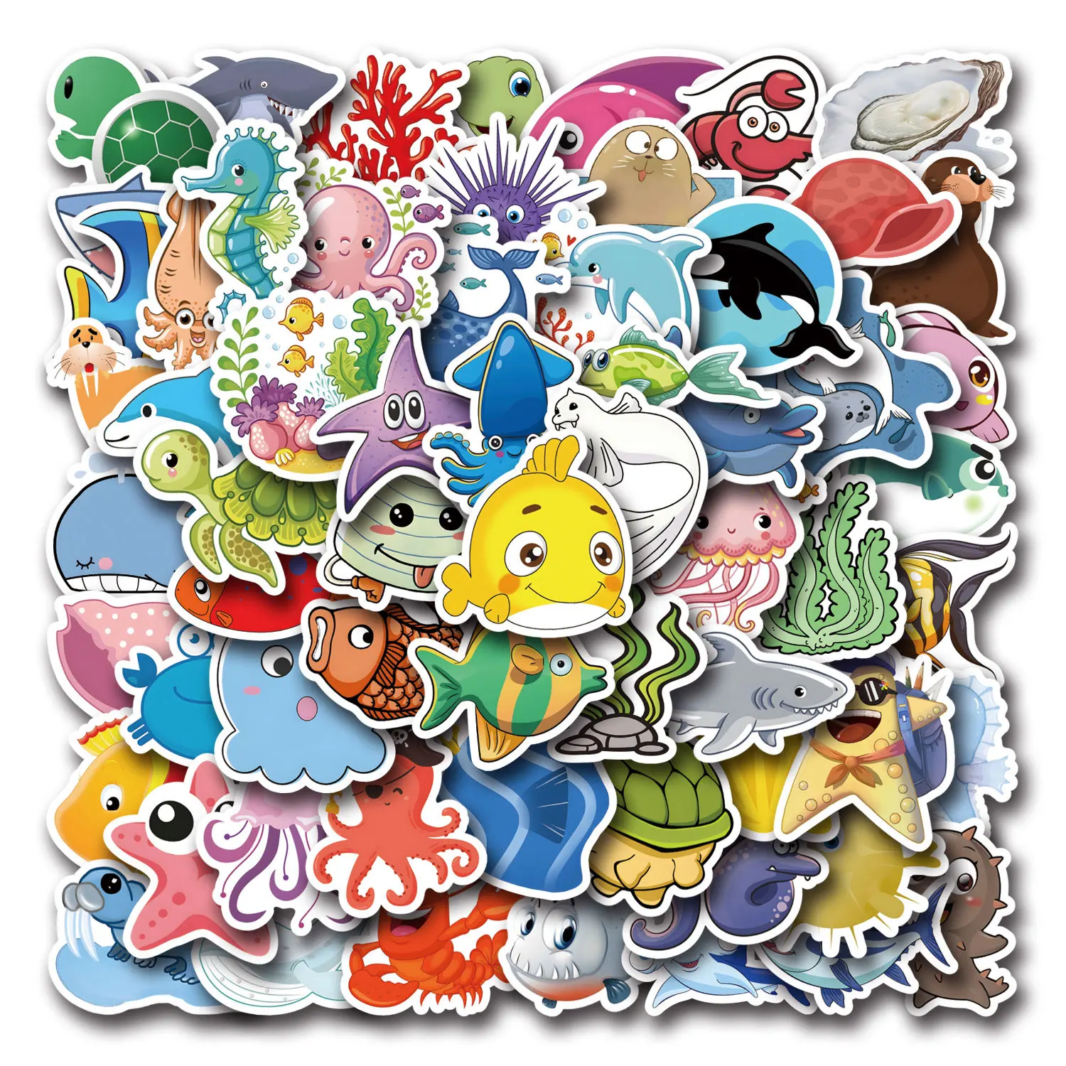 60Pcs Cute Ocean Animal Stickers Funny Sea Creature Decals for Water Bottle Laptop Phone Case Skateboard Luggage Notebook