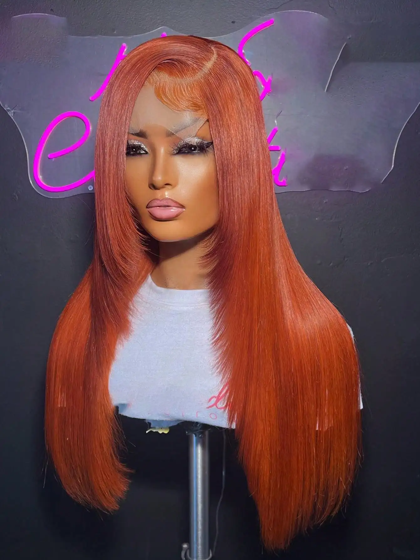 34-дюймовые рыжие оранжевые 13X4 парики из натуральных волос на кружеве спереди, бразильские предварительно выщипанные с детскими волосами, 200% длинные прямые человеческие волосы