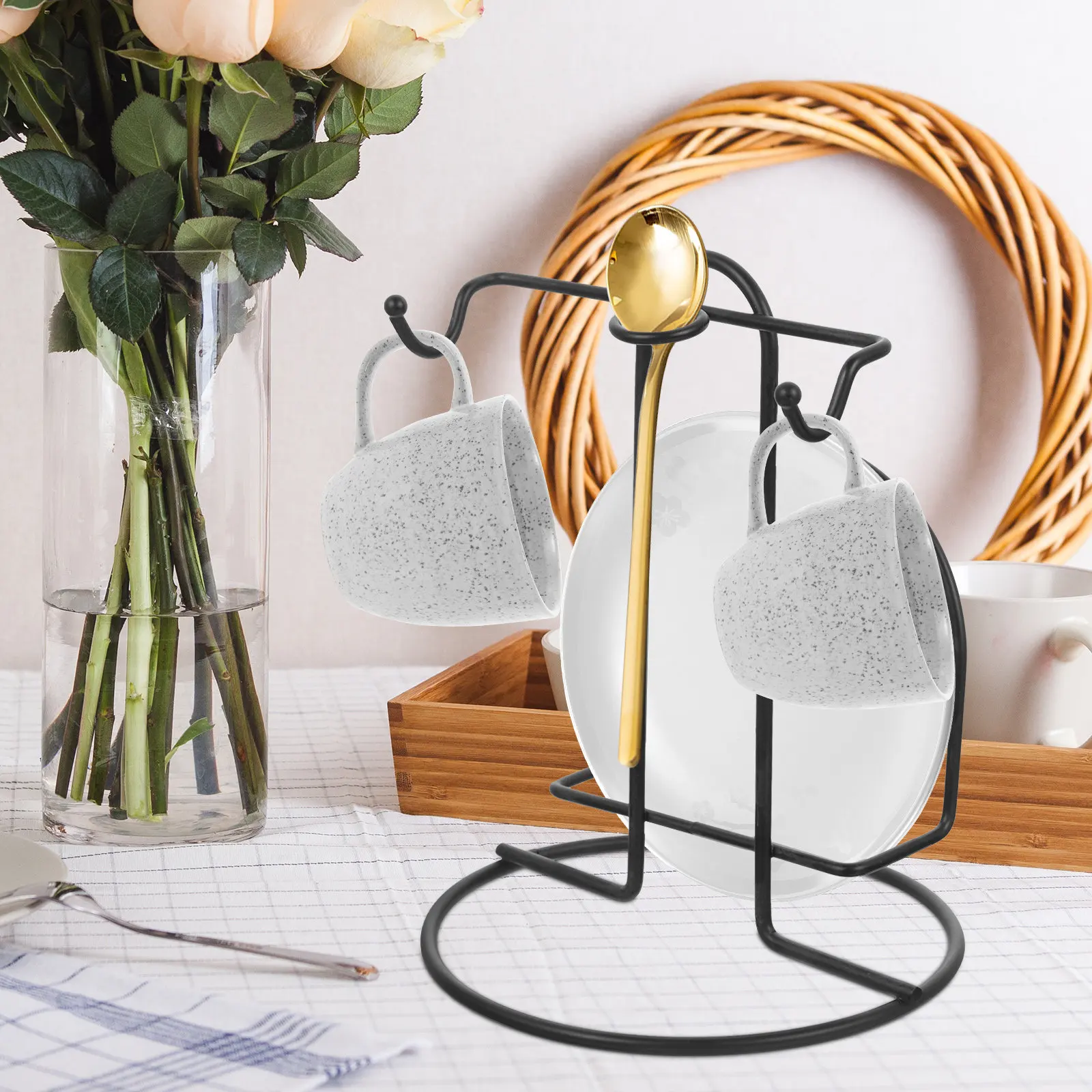 

Iron Display Stand Multipurpose Metal Plate Holder Cup Stand for Decorative Dishes Picture Frames Wedding Albums Books Artworks