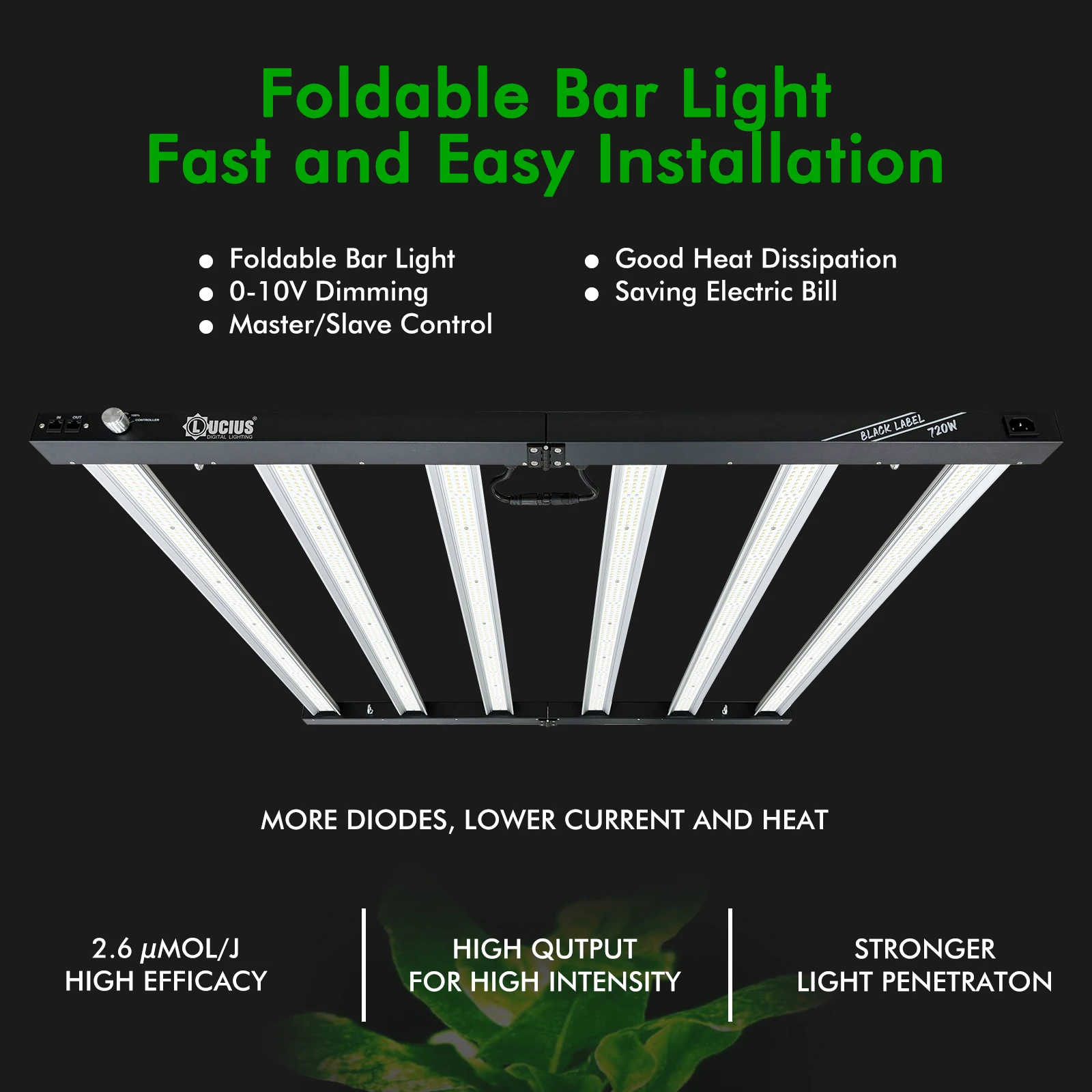 Hot sale LED Grow Light 720W Full Spectrum For Indoor Greenhouse Plant Growth Lighting Dimmable Lamp