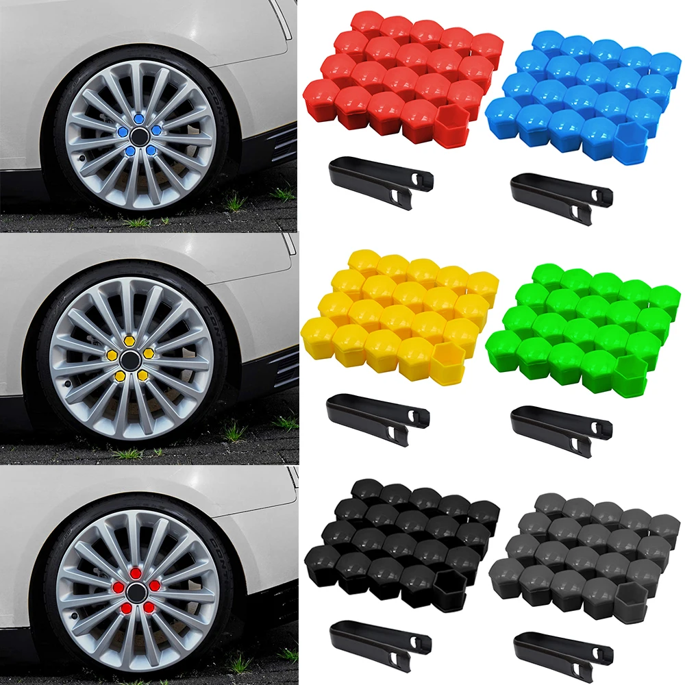 20Pcs/Set 17 19 21mm Car Wheel Nut Covers Auto Hub Screw Protection Cap Bolt Rims Auto Exterior Accessories Anti-Rust Dust Cover