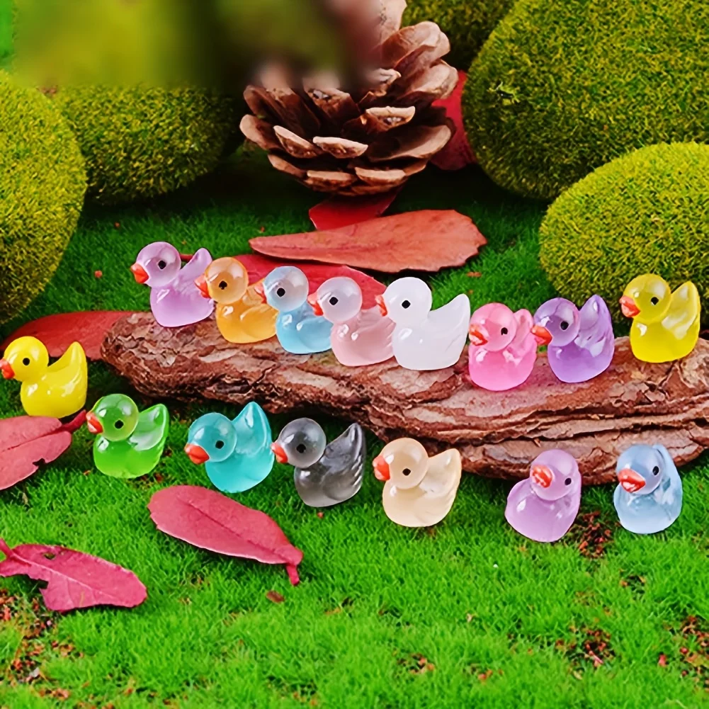 30/60/100PCS Luminous Mini Duck Micro Landscape Access Miniature Figurines Fairy Home Decoration Glow in the Dark Mixed Style view 5