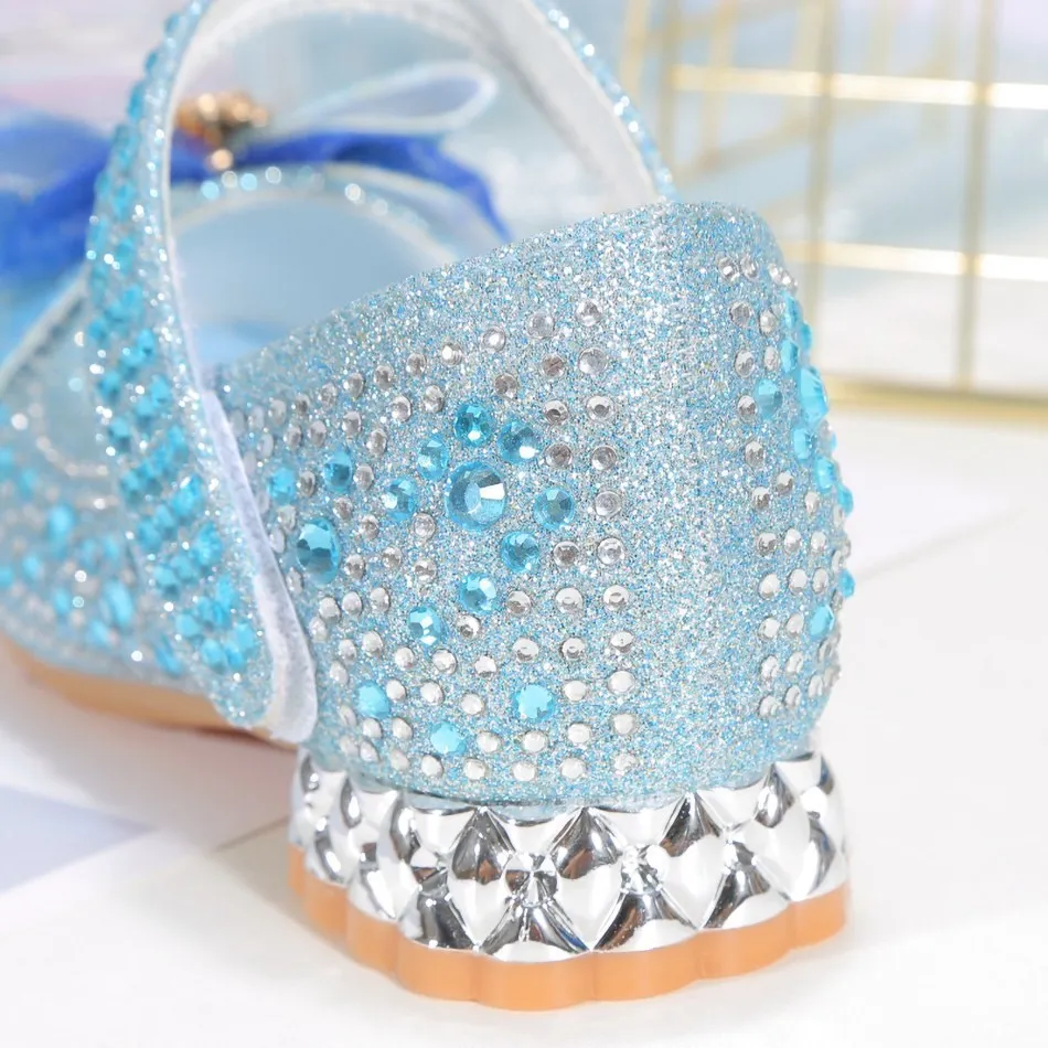 Ariel Mermaid Princess Shoes Kids Elsa Birthday Party Diamond Glitter Shoes Little Girls Halloween Sandals Crystal Show Shoes