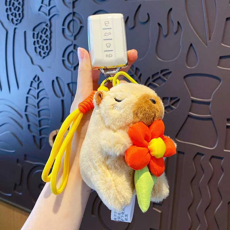 Cartoon Plush Cute Pet Capybara Keychain Pendant Cute Doll Plush Toy Bag Charm Decoration