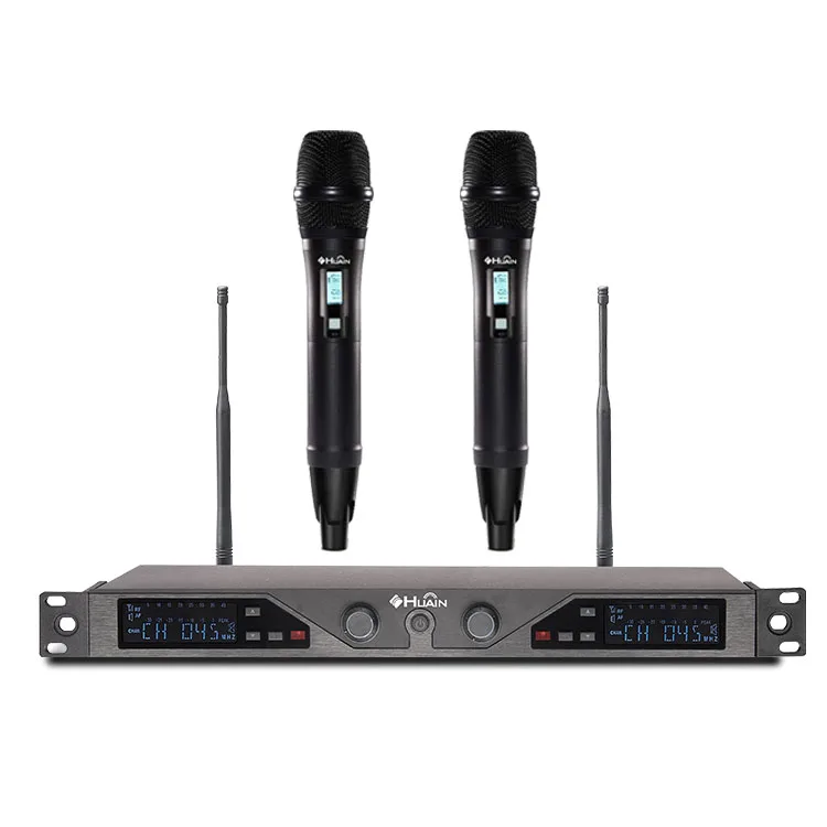 Wholesale Karaoke Hand Microphone UHF 2 Uhf Wireless Microphone Handheld Mic With Receiver Suitable for meeting rooms offices