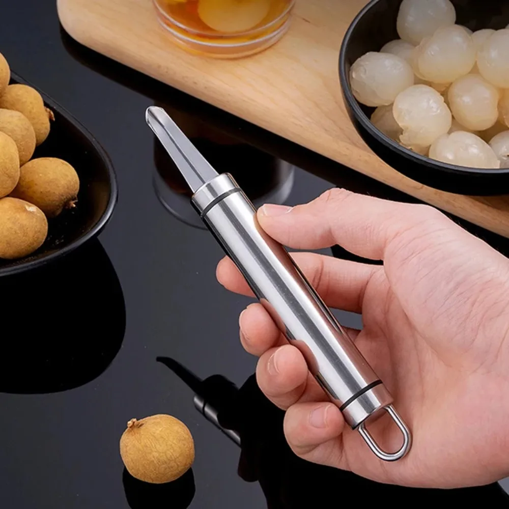 Durable Stainless Steel Longan Corer Handheld Rustproof Shrimp Line Digger Silver Professional Cherry Core Remover Lychee