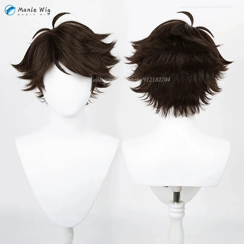 Anime tooru cosplay peruca marrom curto oikawa toru resistente ao calor sintético acessórios de festa de cabelo de halloween adereços