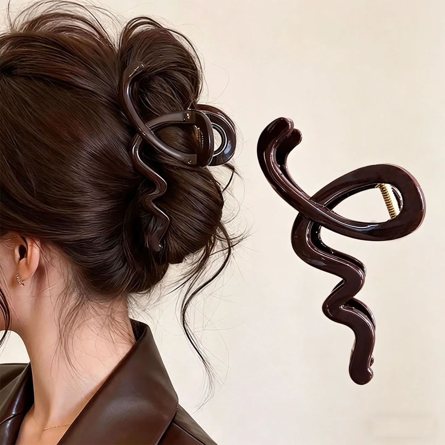 2 Stück/Set Elegante, einfarbige Wellen-Haarspange aus Kunststoff für Damen und Mädchen, süße Haarspange, Haarclip, Haarnadel, Haar-Accessoires