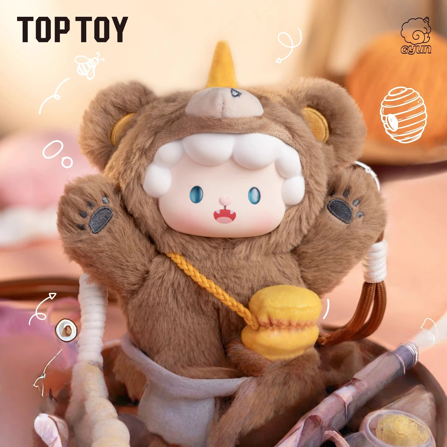 Toptoy Gyun Bear Bag Series Scatola cieca in peluche in vinile Decorazione da appendere carina Regalo di compleanno Borsa a tracolla alla moda Giocattolo per collezionisti