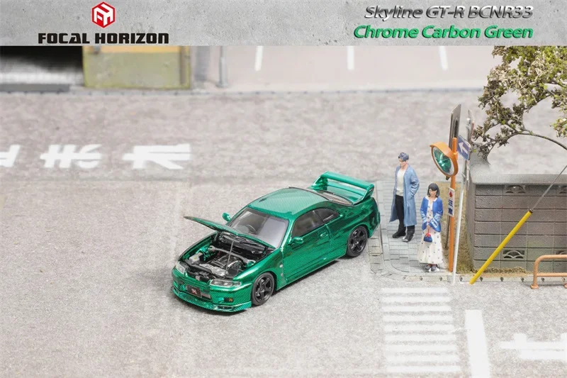 

**Предзаказ** Focal Horizon FH 1:64 Skyline R33 GT-R BCNR33 Chrome Carbon Green Limited999 Литая под давлением модель автомобиля