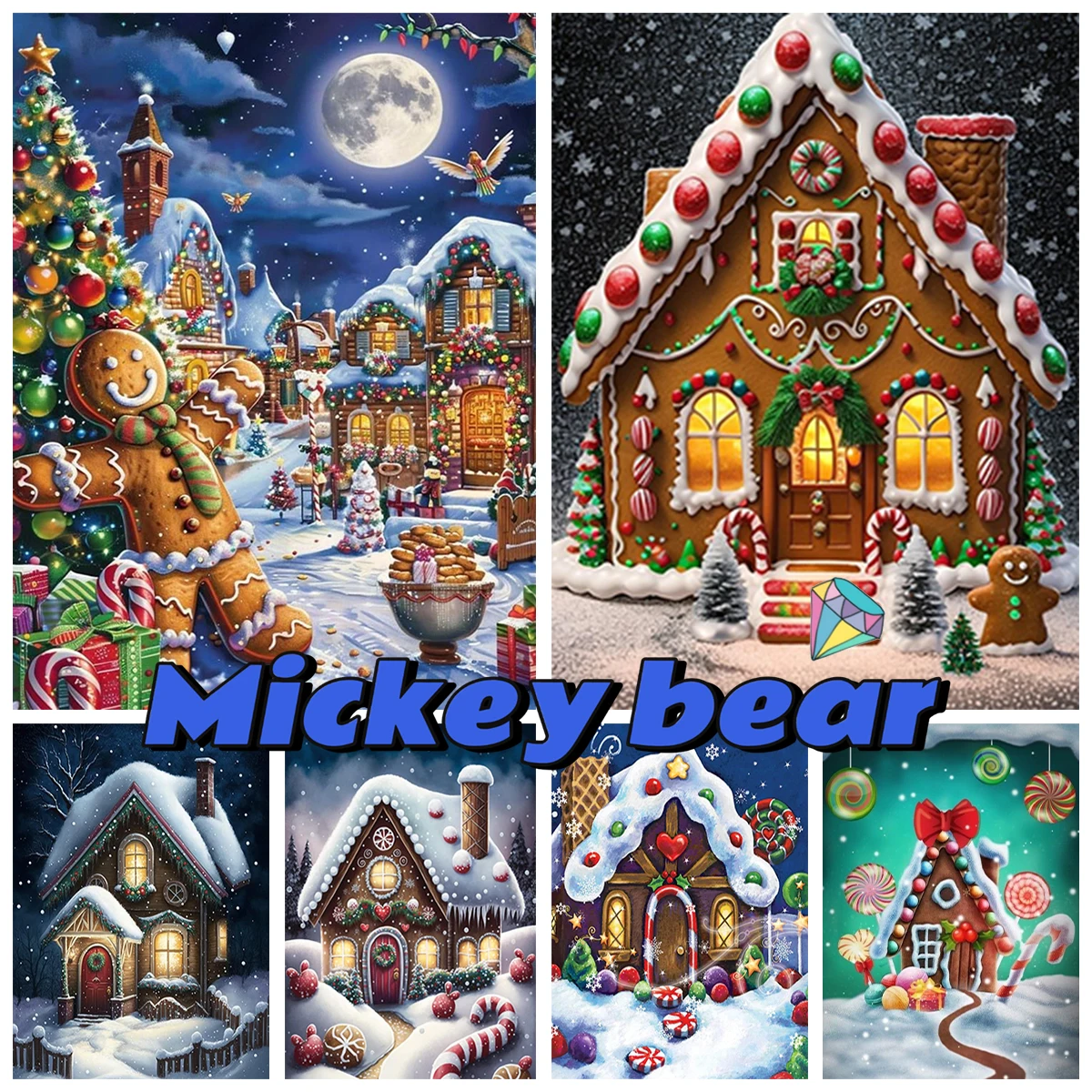 

Gingerbread House DIY Diamond Art Painting Christmas Decor Mural 5D Gem Embroidery Home Decor Creativity Gift