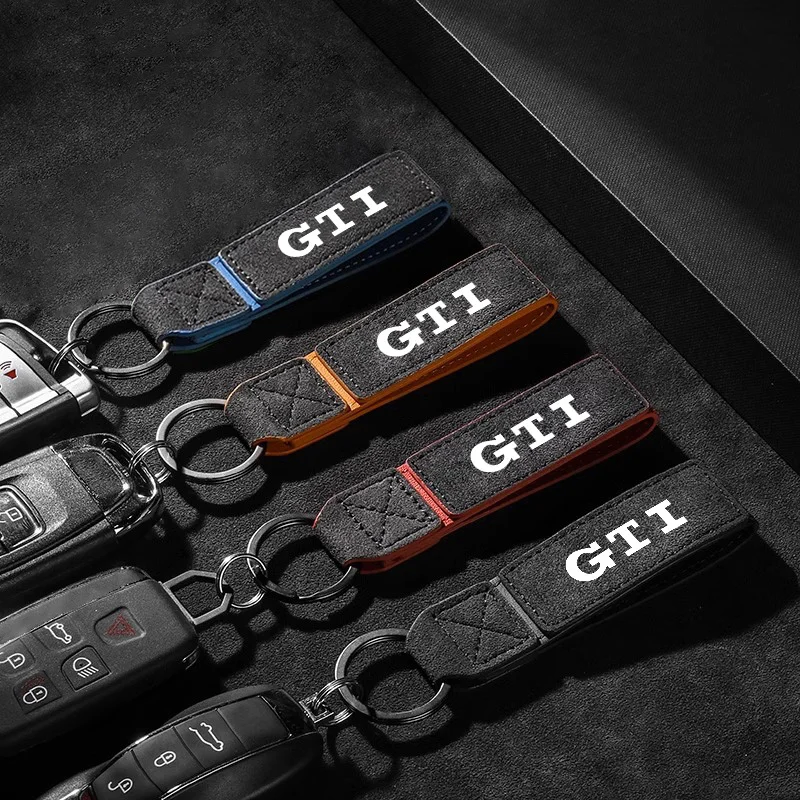 Material Fashion Suede Leather Keychain Business Gift Key Men Women For GTI Logo Golf 5 MK6 7 Polo Passat Bora Jetta Tiguan