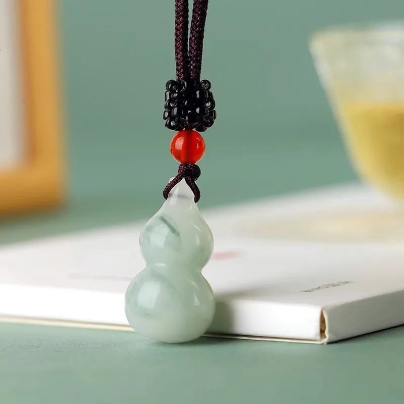 Golden Silk Jade Tianshan Jade Emerald Gourd Pendant for Men, Jadeite Color Jadeite Gourd Pendant, Jadeite Pendant