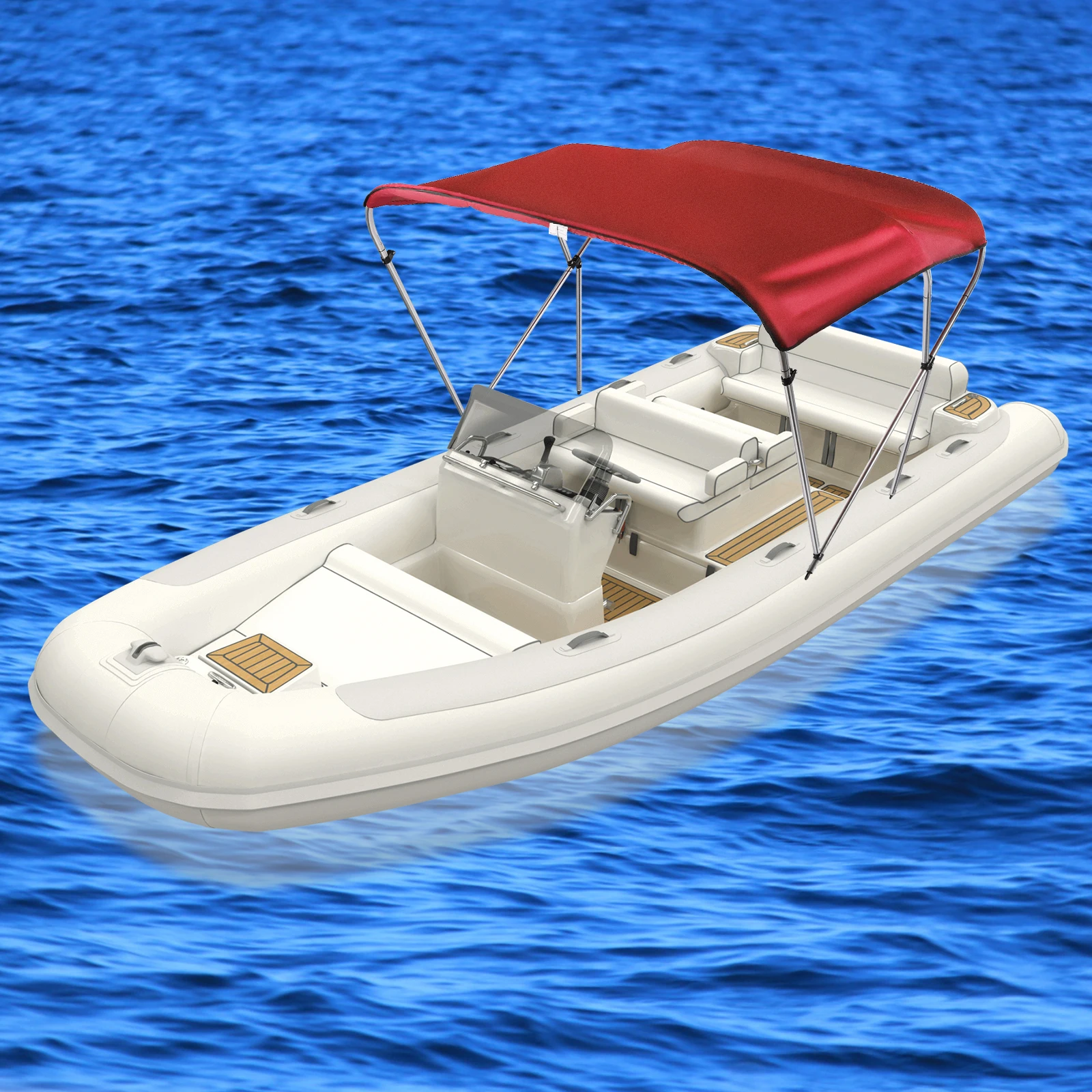 

Red 67-72 Inch Top Cover 3 Bows Boat Top Cover 600D Oxford Cloth Boat Covers Includes Mounting Hardwares and Windproof Straps