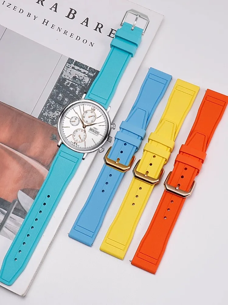 Cinturino per orologio in gomma fluorurata impermeabile da 20 mm 21 mm 22 mm per cinturino per orologio pilota IWC con barra a molla a sgancio rapido