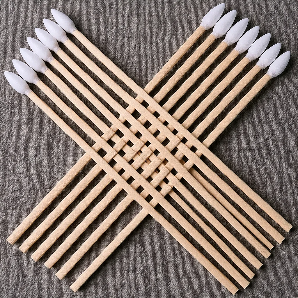 100 قطعة مقبض خشبي طويل مسحات القطن رئيس واحد المتاح مسحة لتنظيف المعدات الصناعية لطيف الجلد آمن لا بقايا